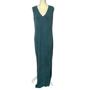 Sweet Grey Silk Soft Teal Green Sleeveless Cupro Maxi Dress Women's Size Medium